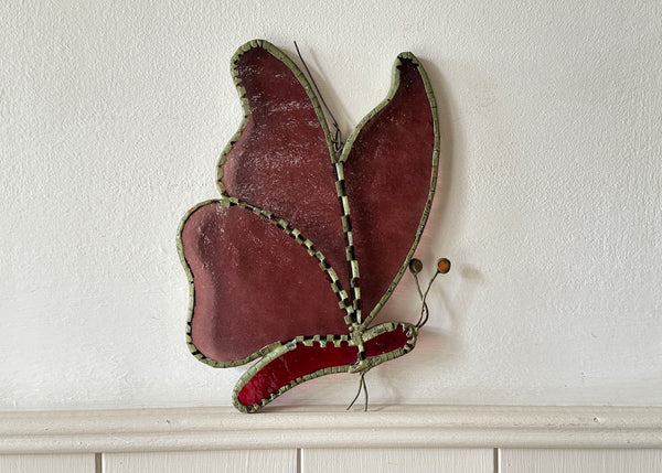Red Butterfly Glass Sun Catcher
