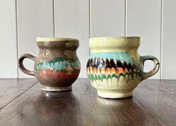 Pair of Romanian Clay Mugs