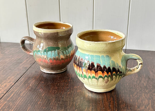 Pair of Romanian Clay Mugs