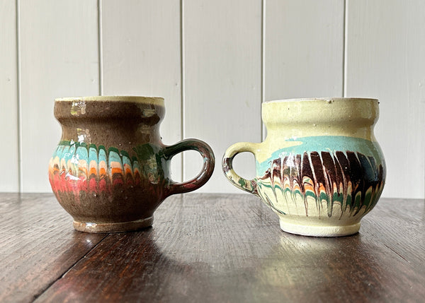 Pair of Romanian Clay Mugs