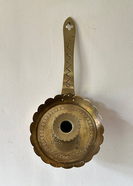 Engraved Brass Candle Holder