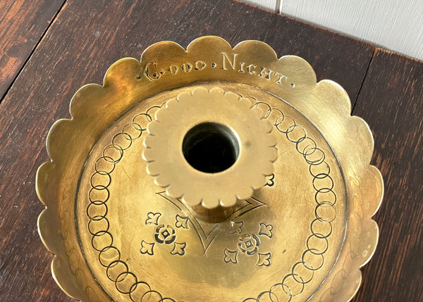 Engraved Brass Candle Holder