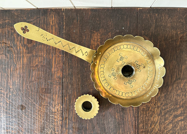 Engraved Brass Candle Holder
