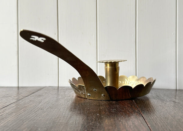 Engraved Brass Candle Holder