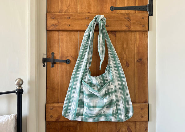 Green Checkered Tote Bag