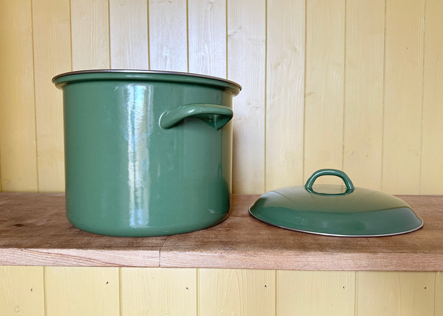 RESERVED- Green Enamel Pot