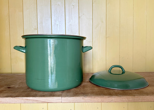 RESERVED- Green Enamel Pot