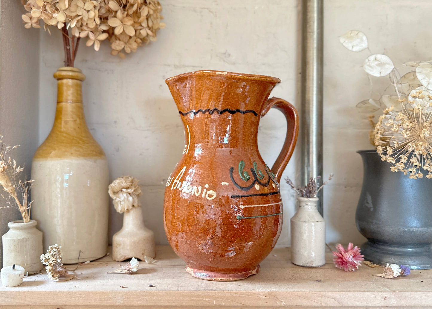 Glazed Stoneware Tourist Jug