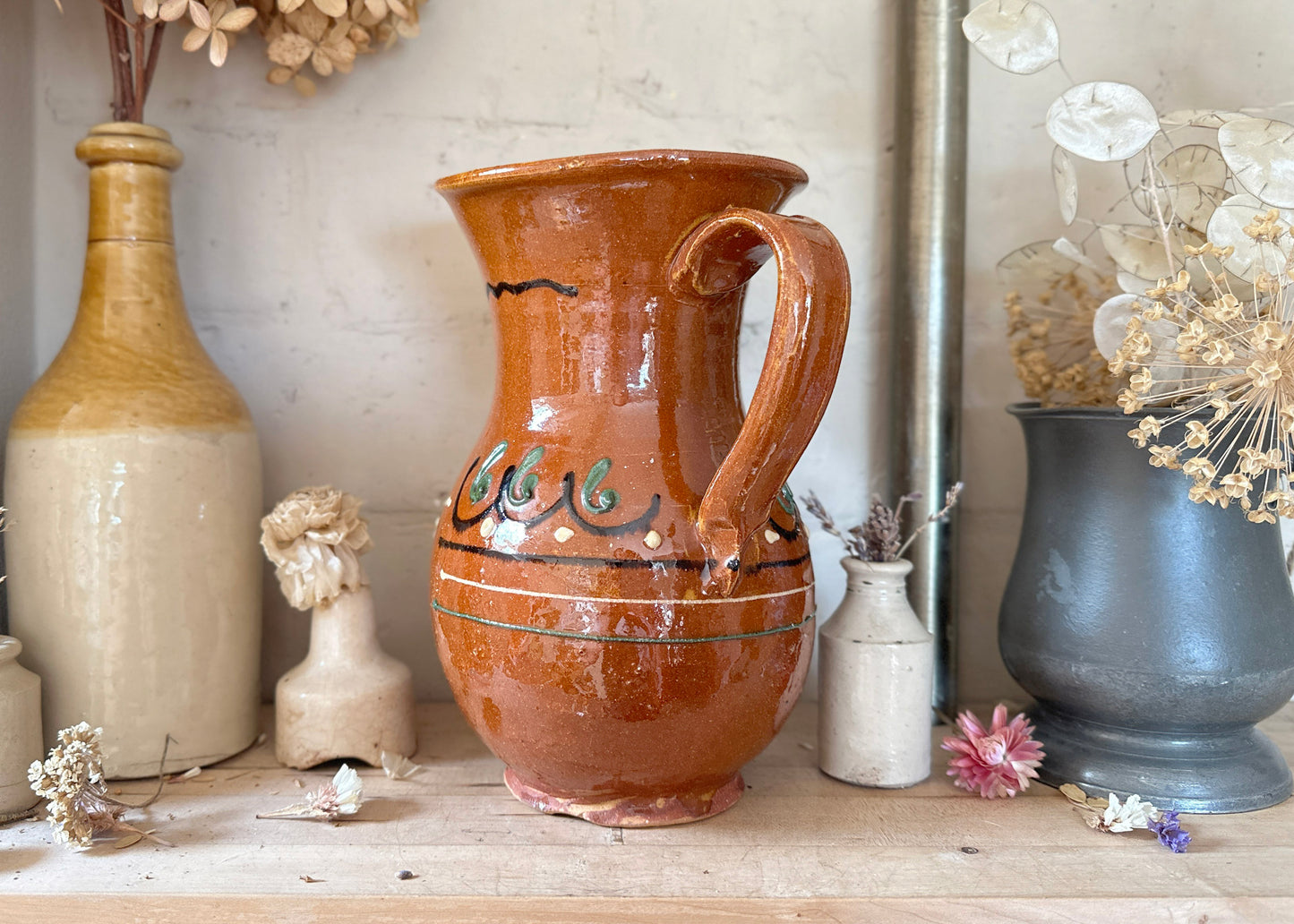 Glazed Stoneware Tourist Jug