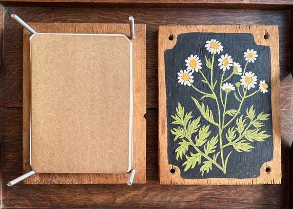 Painted Wooden Flower Press - White Daisies