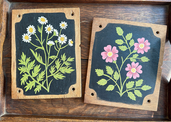 Painted Wooden Flower Press - White Daisies