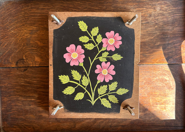 Painted Wooden Flower Press - Pink Wild Rose