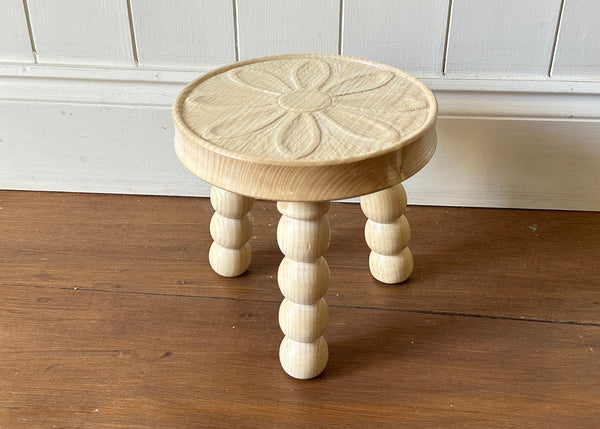 Carved Top Bobbin Stool - Made by Alan
