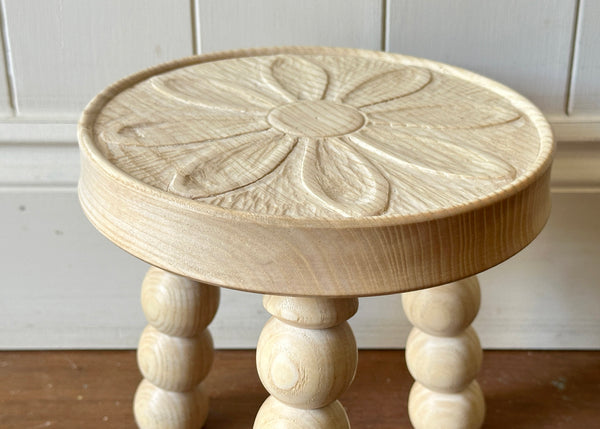 Carved Top Bobbin Stool - Made by Alan