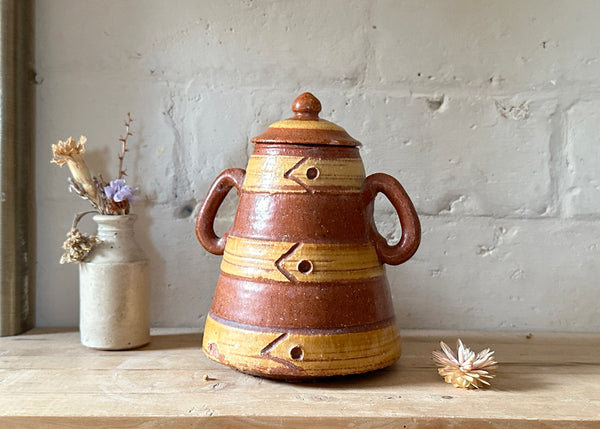 Ribbed Stoneware Jar