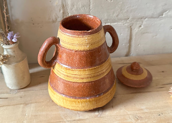 Ribbed Stoneware Jar