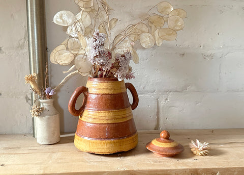 Ribbed Stoneware Jar