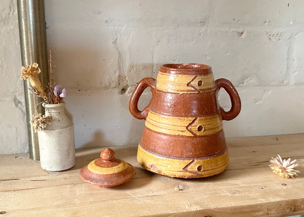 Ribbed Stoneware Jar