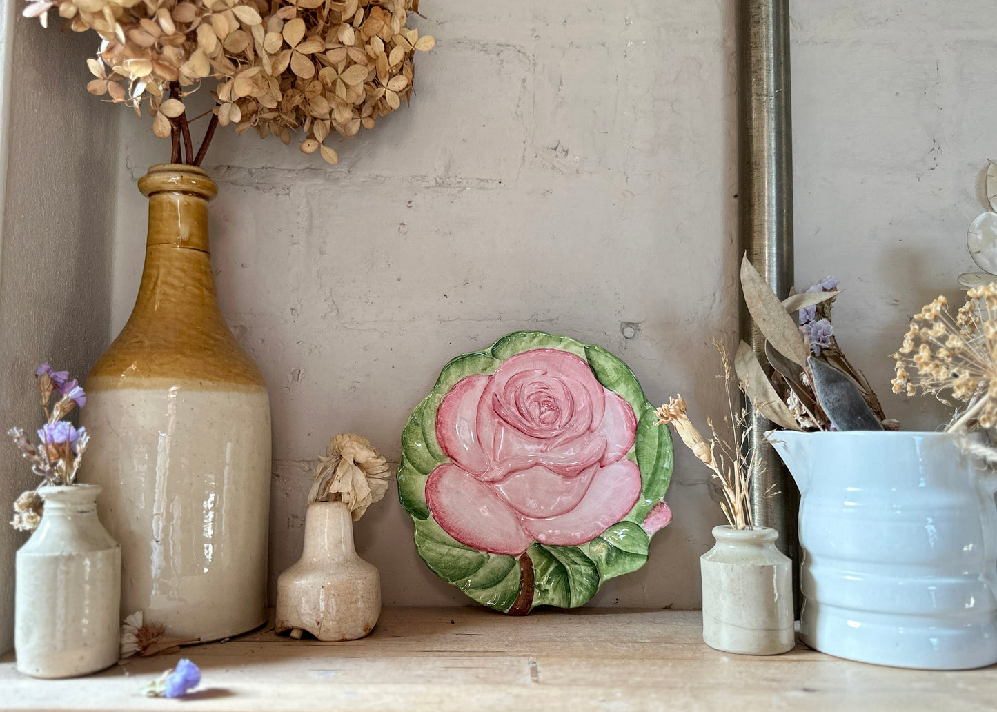 Rose Plate, Italian Majolica