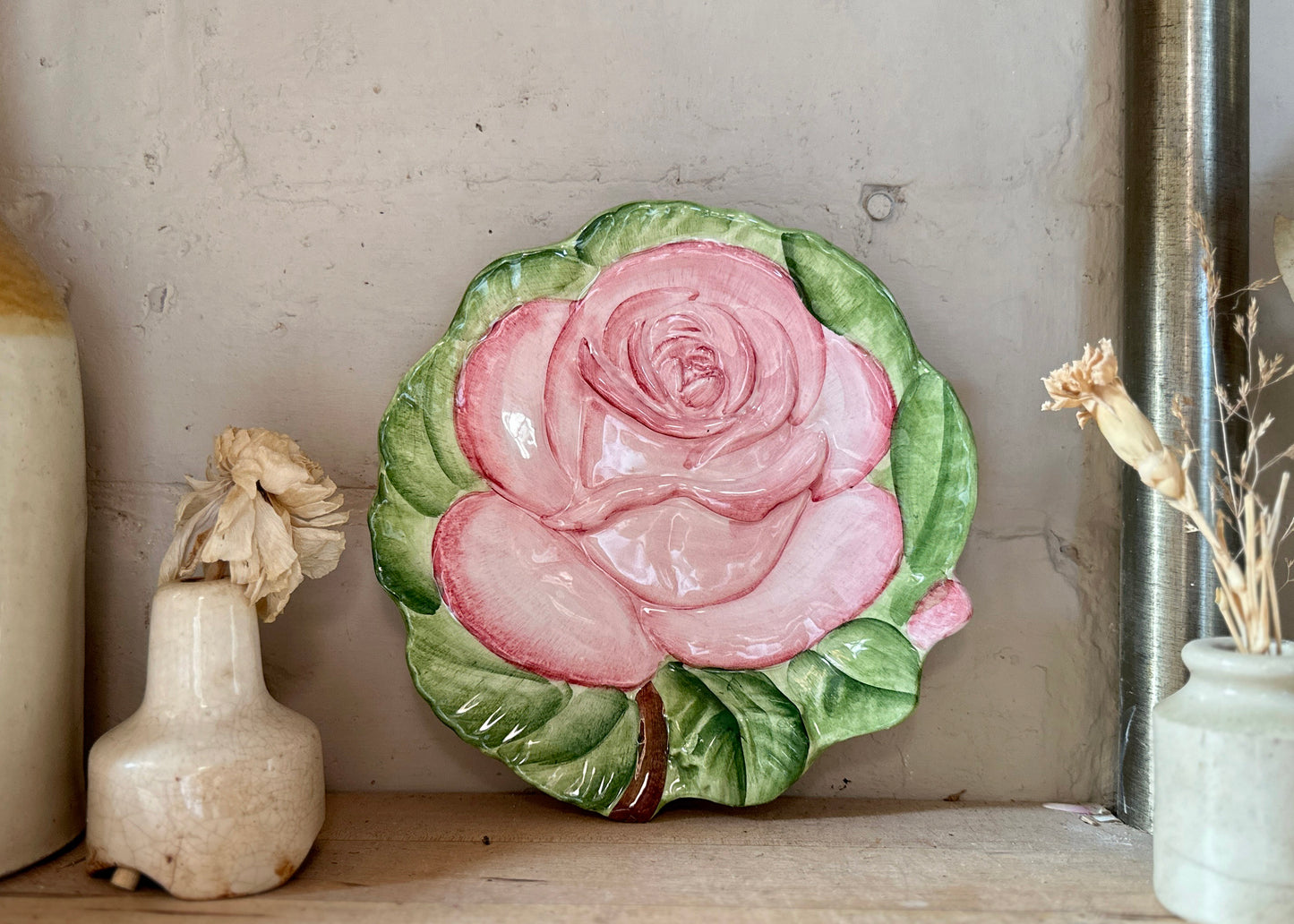 Rose Plate, Italian Majolica