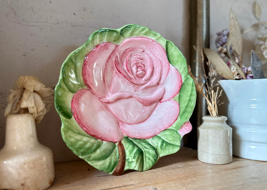 Rose Plate, Italian Majolica