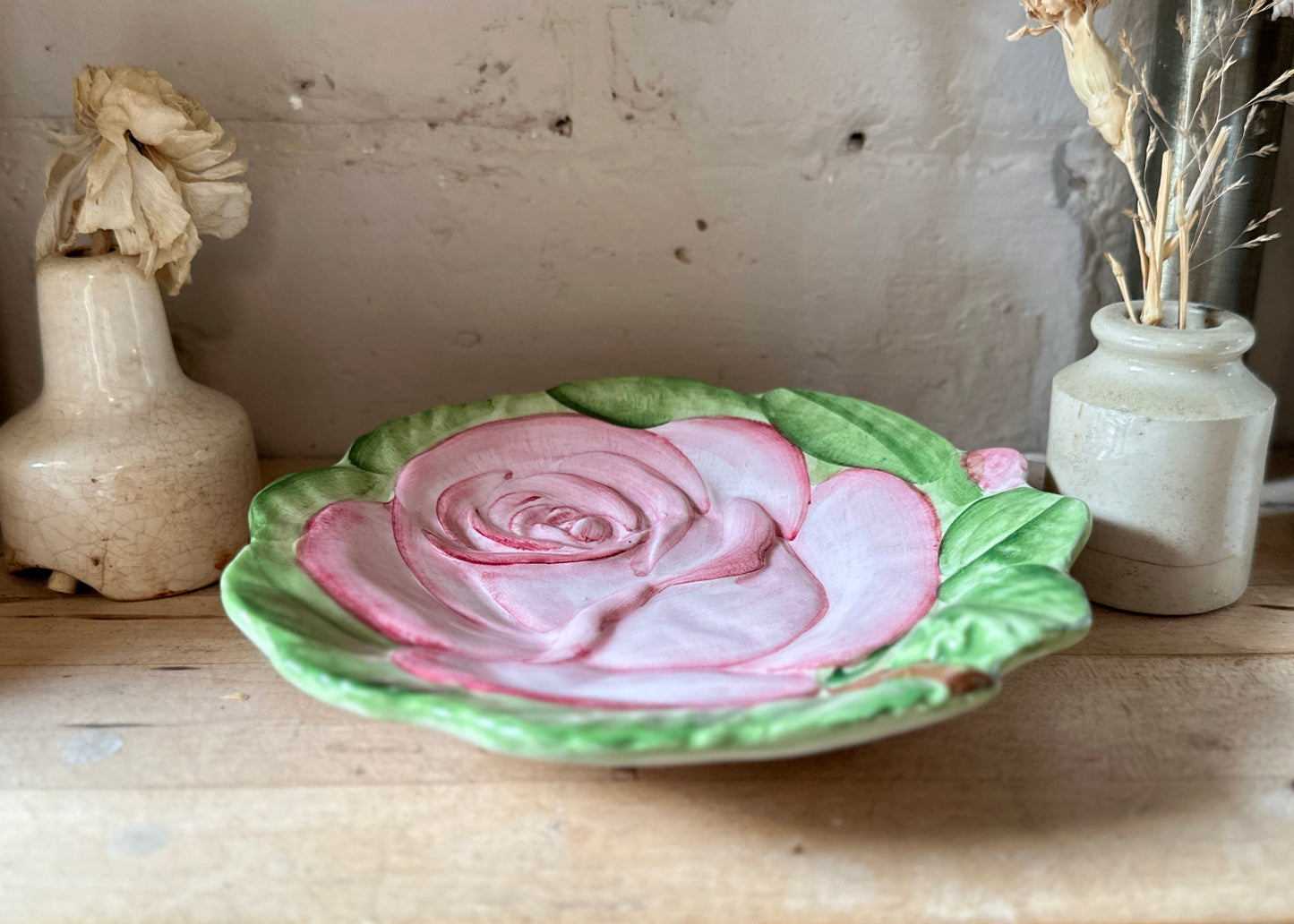 Rose Plate, Italian Majolica