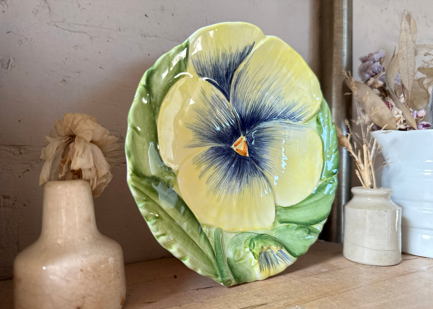 Pansy Plate, Italian Majolica