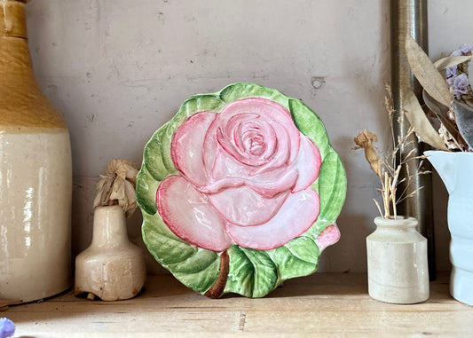 Rose Plate, Italian Majolica