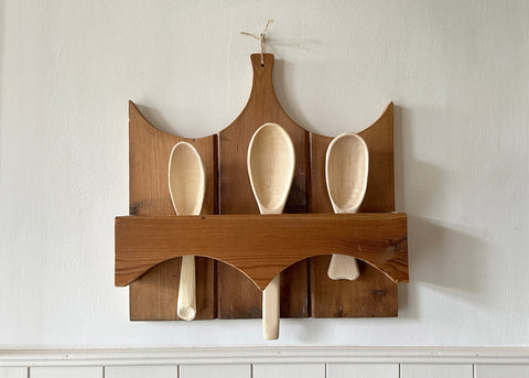 Carved Spoons in Hanging Rack