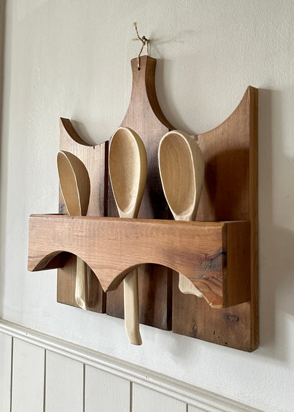 Carved Spoons in Hanging Rack