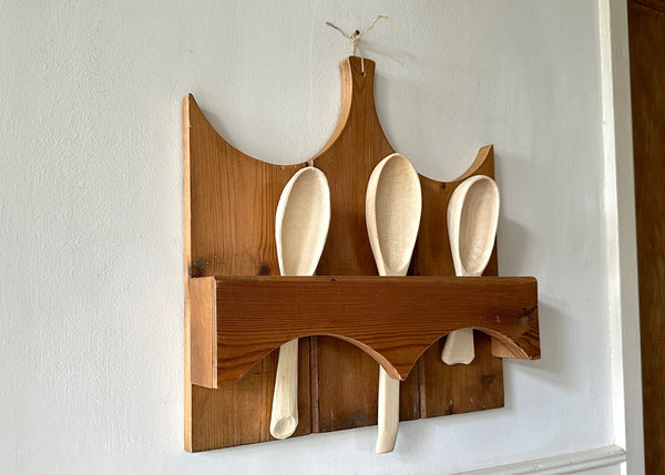 Carved Spoons in Hanging Rack