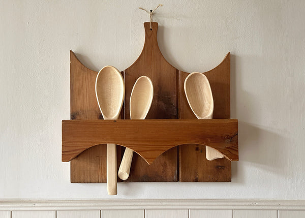 Carved Spoons in Hanging Rack