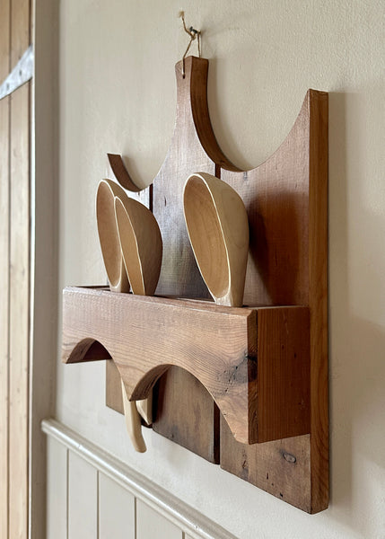 Carved Spoons in Hanging Rack