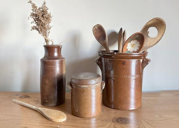 x3 English Stoneware Jars