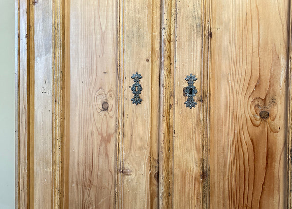 Antique Pine Cabinet, Carved Witches Mark