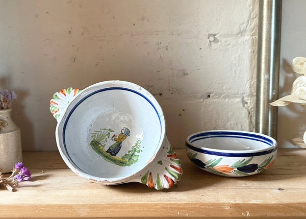 x2 Henriot Quimper Faience Bowl