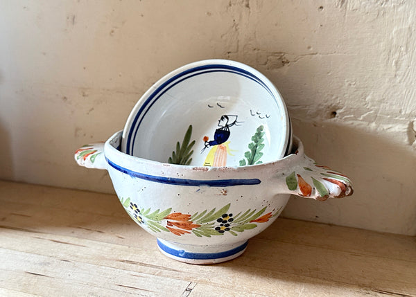 x2 Henriot Quimper Faience Bowl