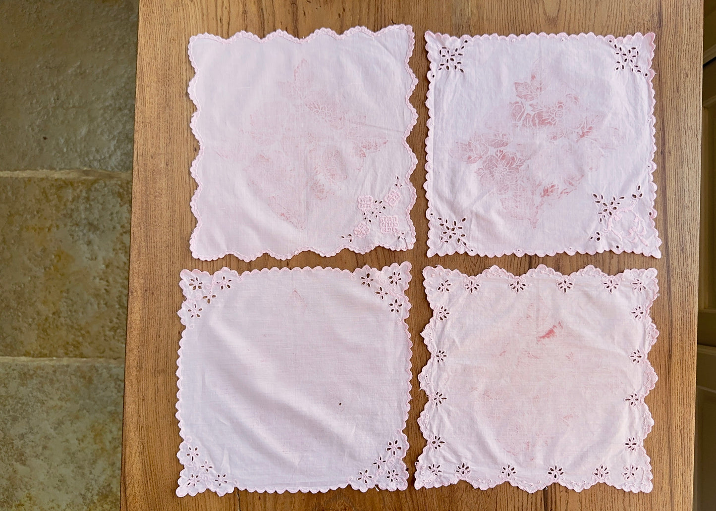 Pink Wild Rose- x4 Reworked Napkins