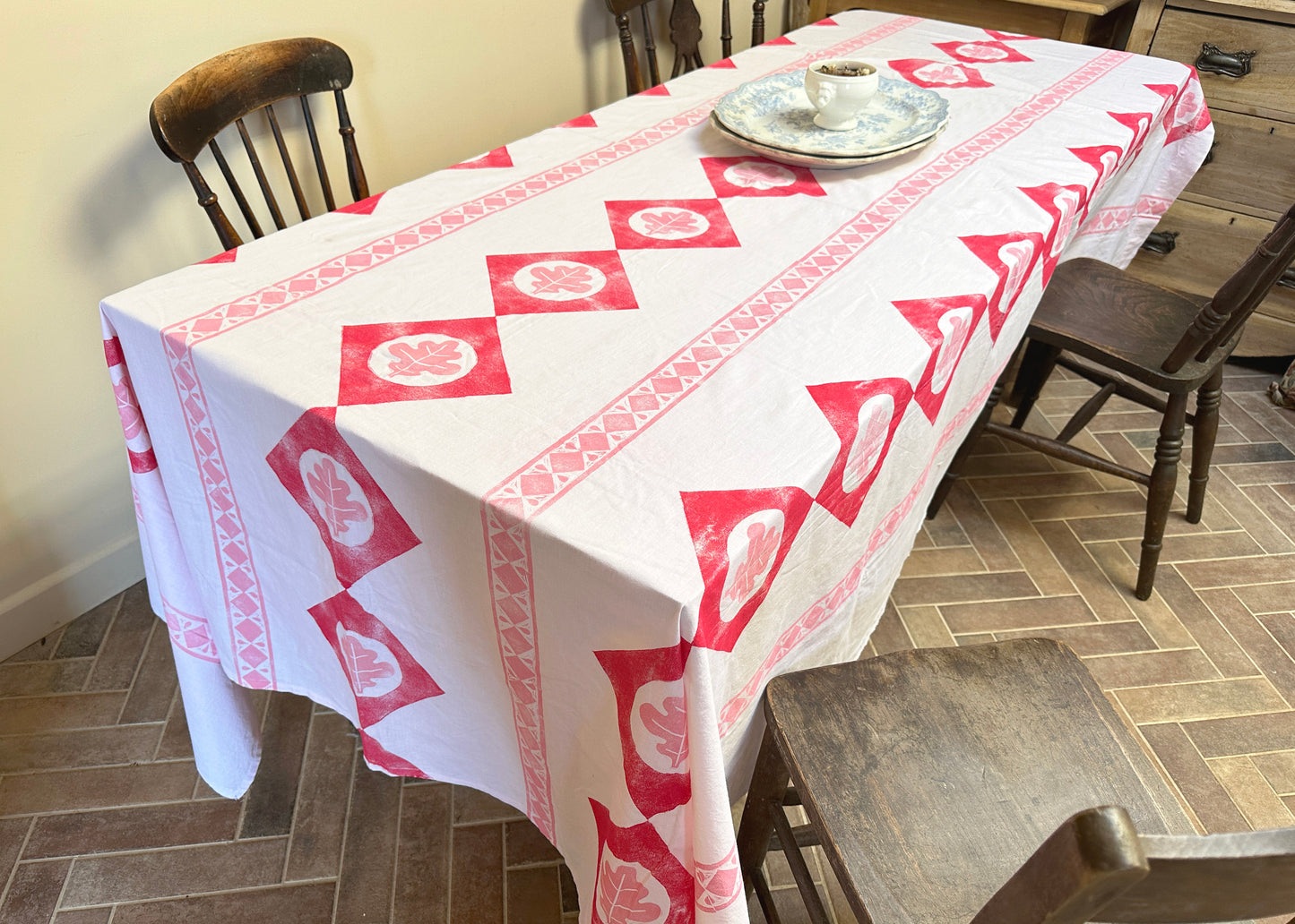 Pink Oak - Reclaimed Hand Printed Tablecloth