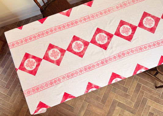 Pink Oak - Reclaimed Hand Printed Tablecloth