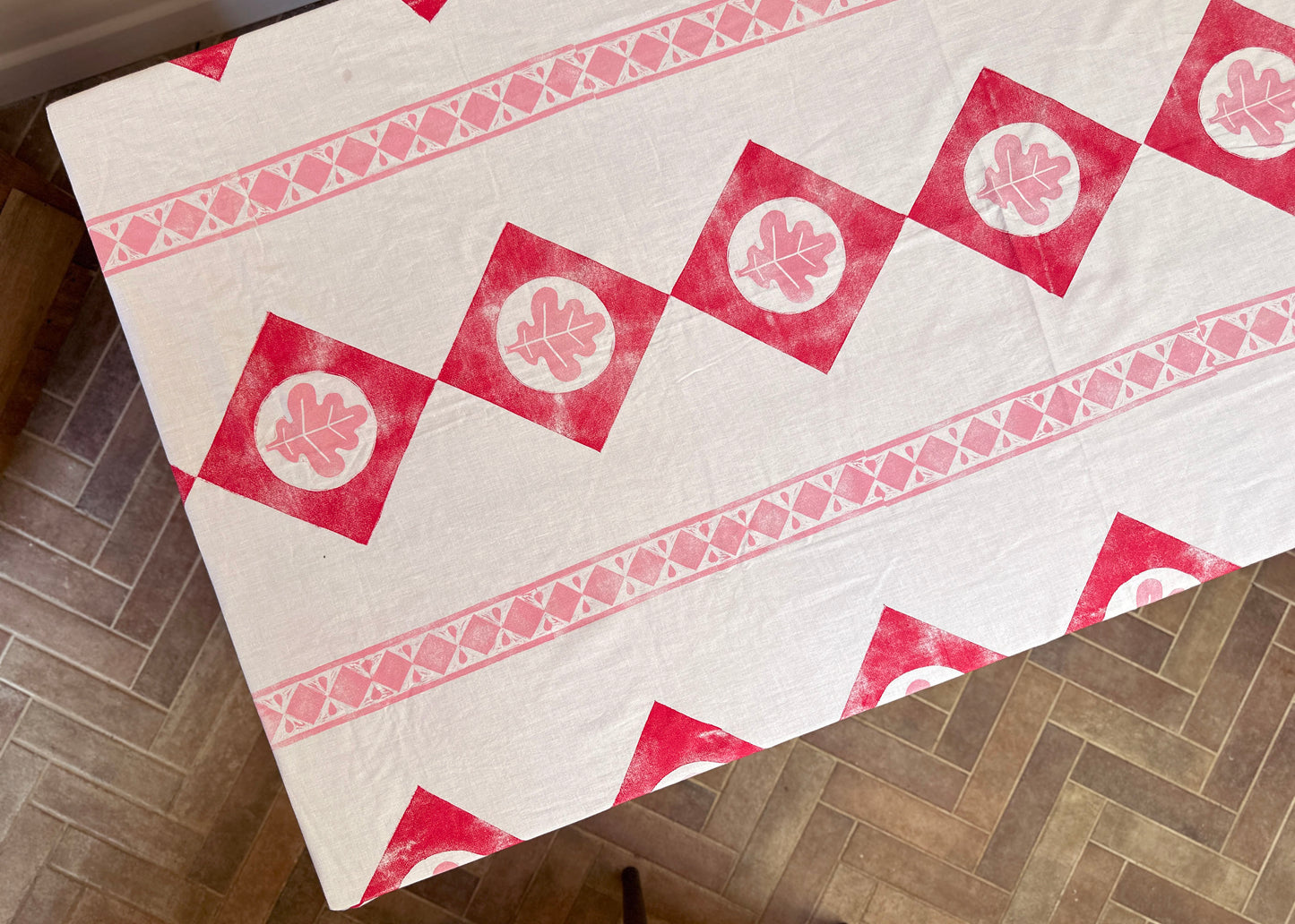 Pink Oak - Reclaimed Hand Printed Tablecloth