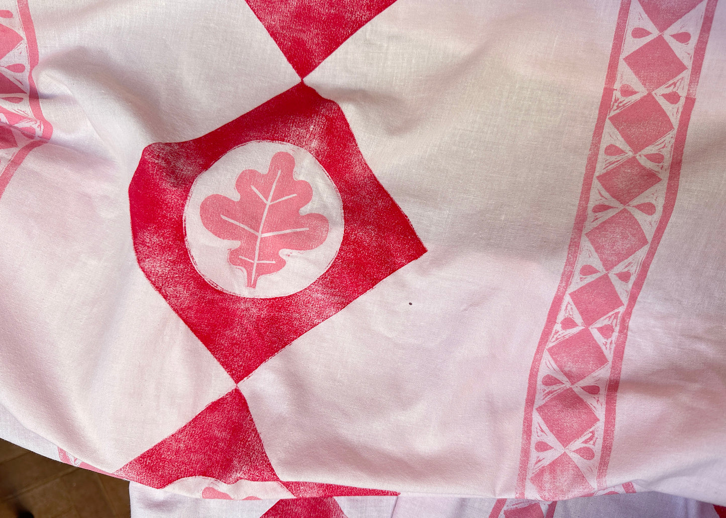 Pink Oak - Reclaimed Hand Printed Tablecloth