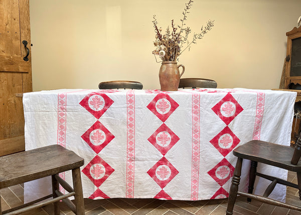 Pink Oak - Hand Printed Tablecloth