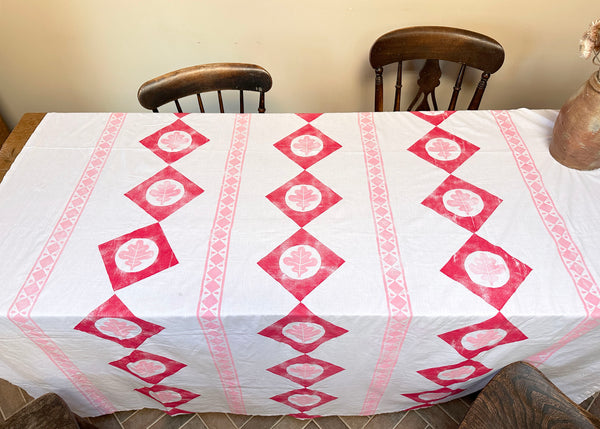 Pink Oak - Hand Printed Tablecloth