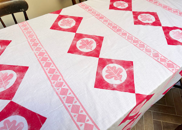 Pink Oak - Hand Printed Tablecloth