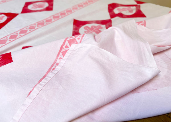 Pink Oak - Hand Printed Tablecloth