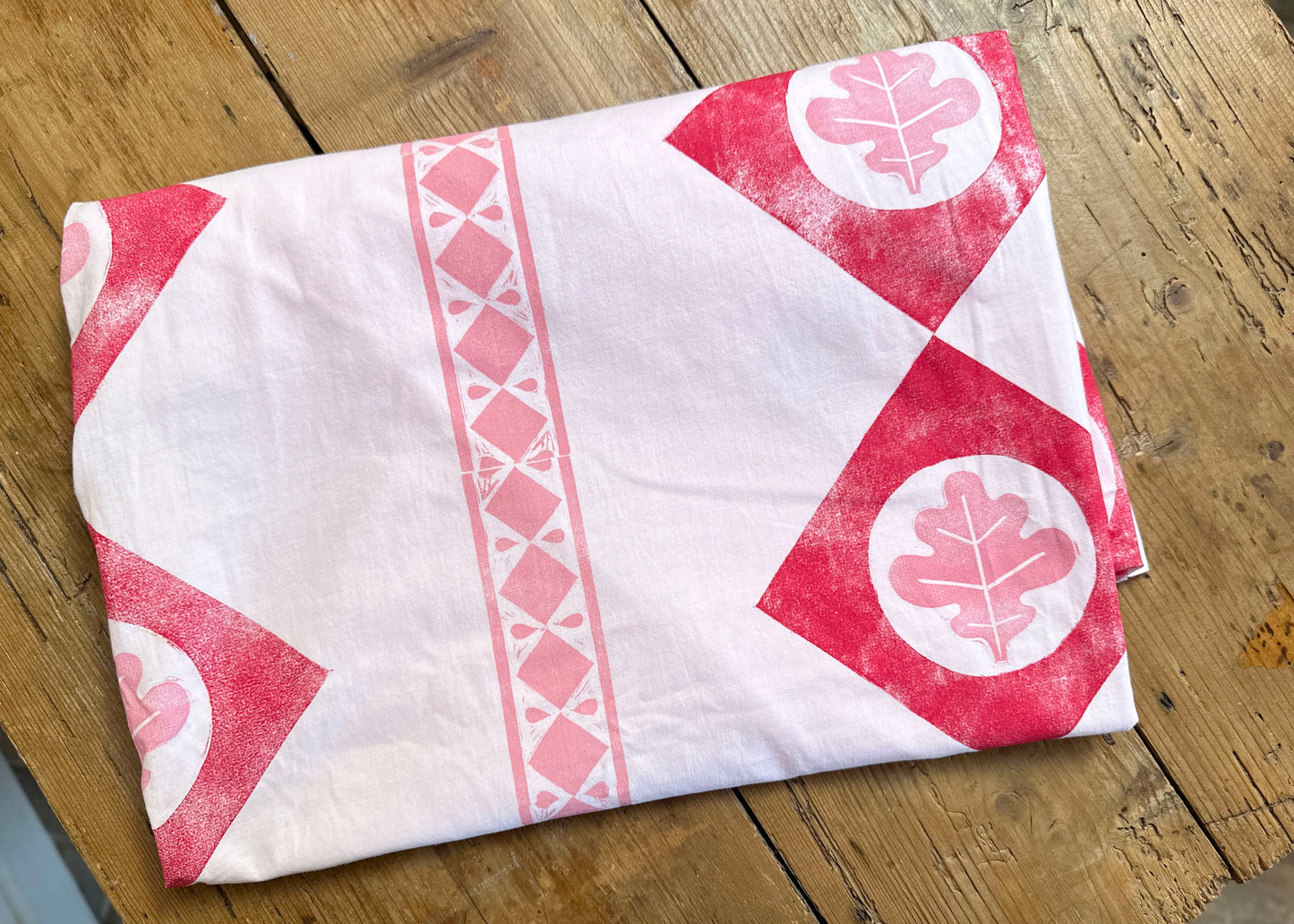 Pink Oak - Reclaimed Hand Printed Tablecloth