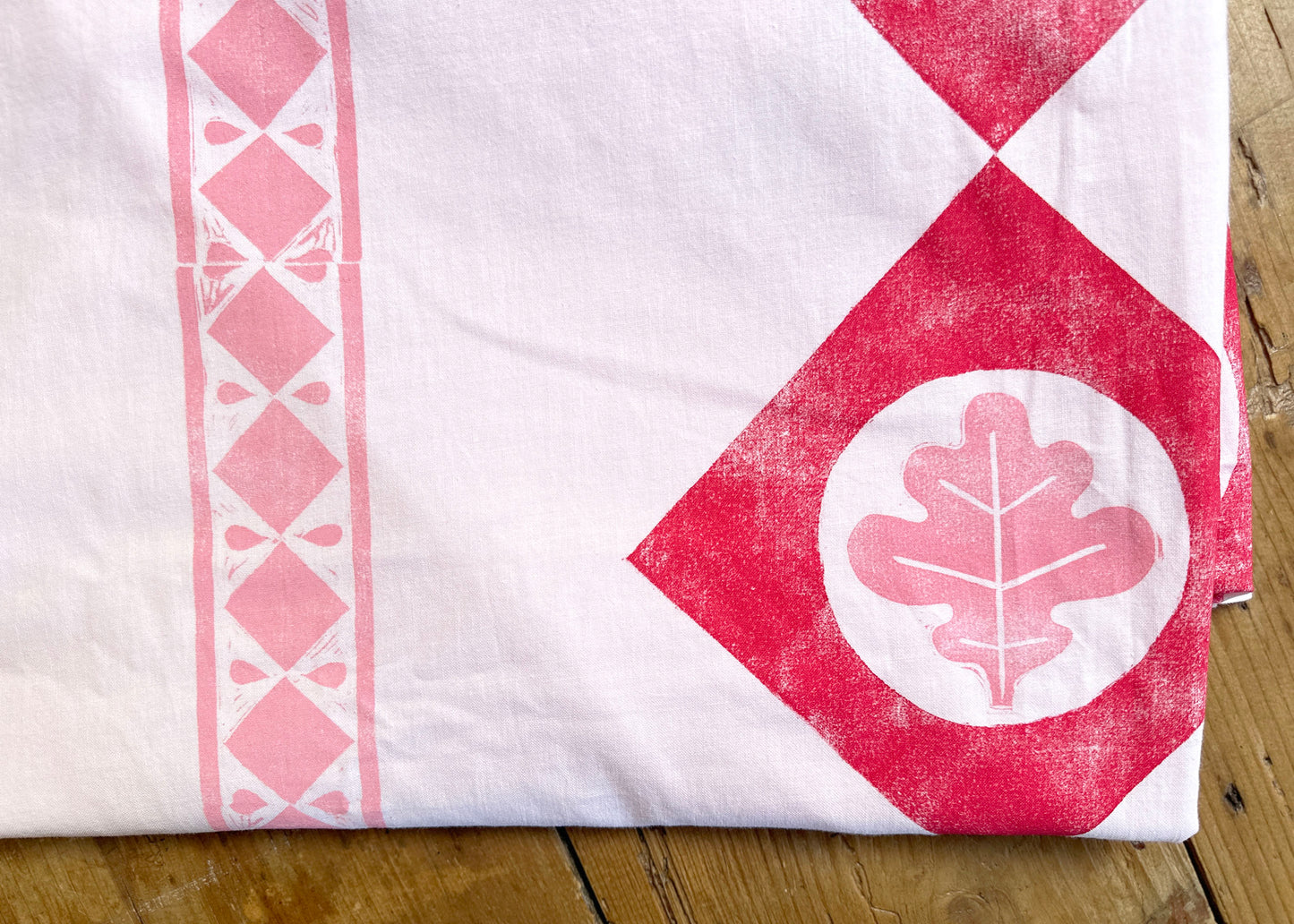 Pink Oak - Reclaimed Hand Printed Tablecloth