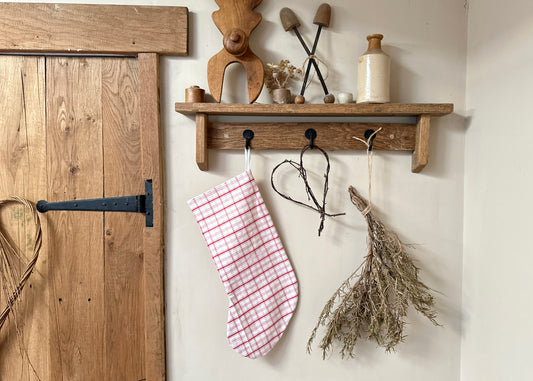 French Checkered Christmas Stocking