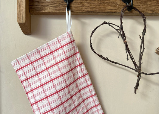 French Checkered Christmas Stocking